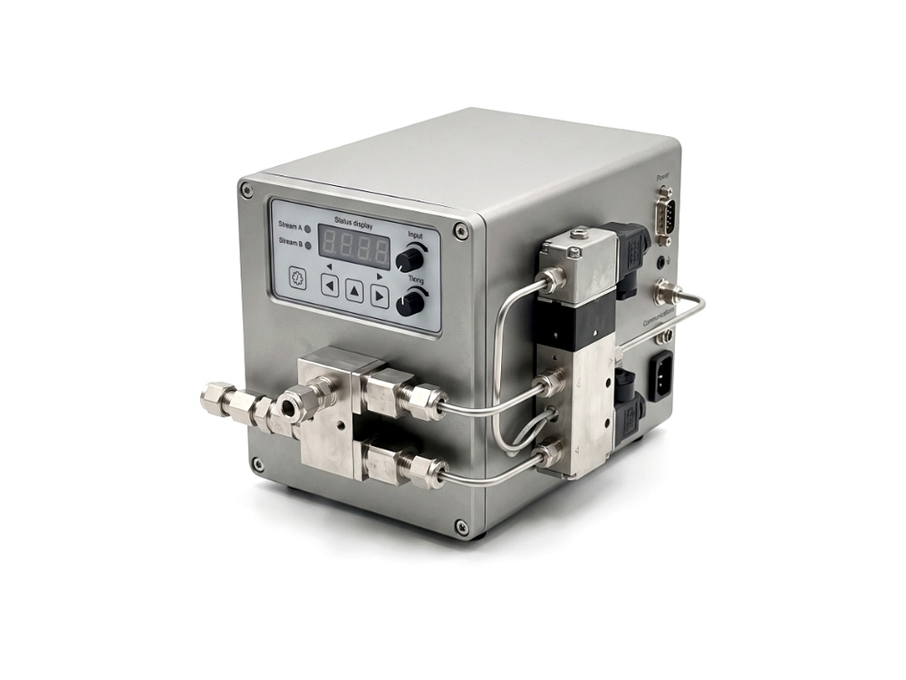 2-Way Automated Stream Switcher System with Digital Display and Solenoid Manifold